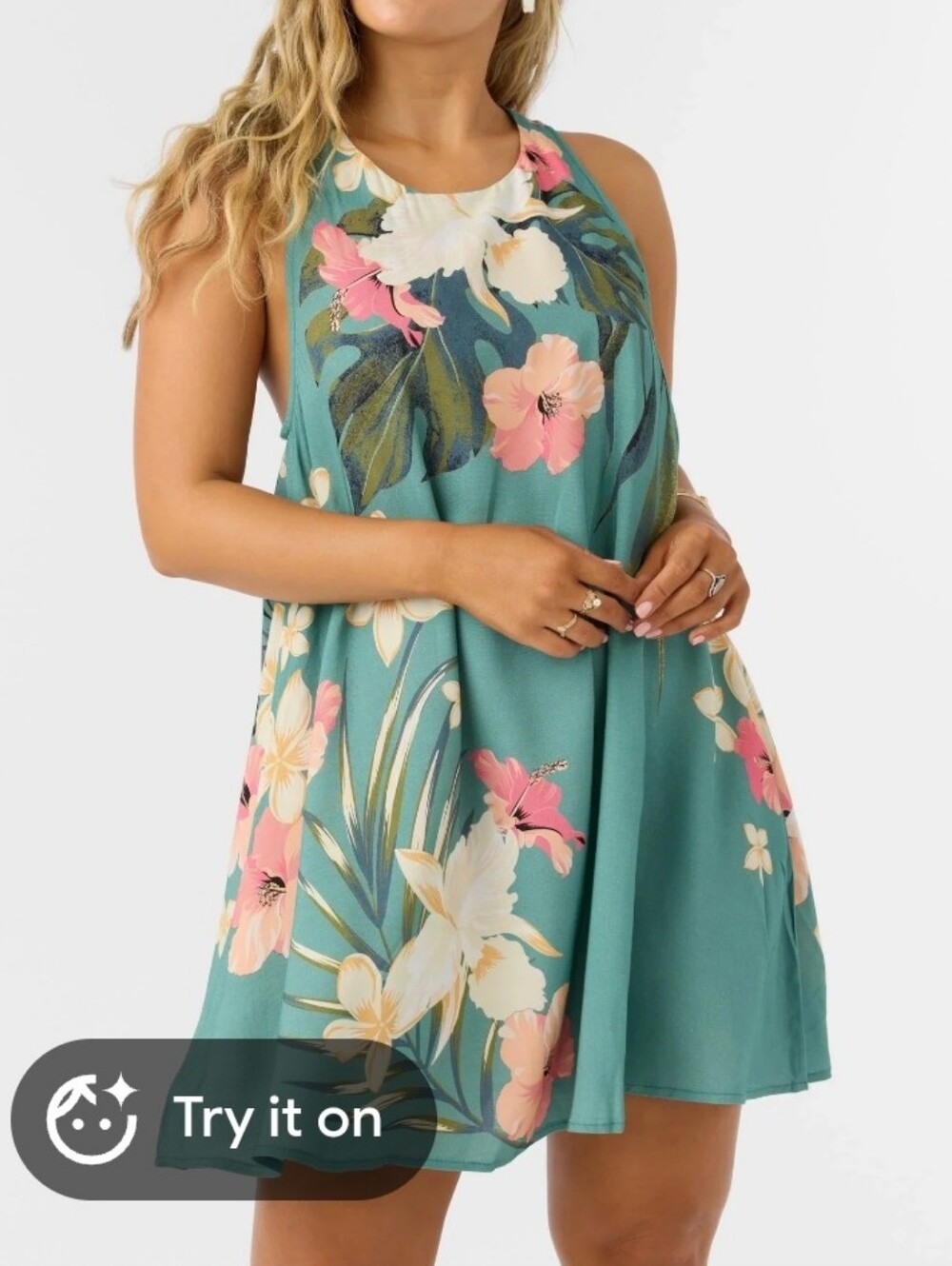 O'Neill Anabelaa Tank Dress Tropical Floral Print Size Large NWT